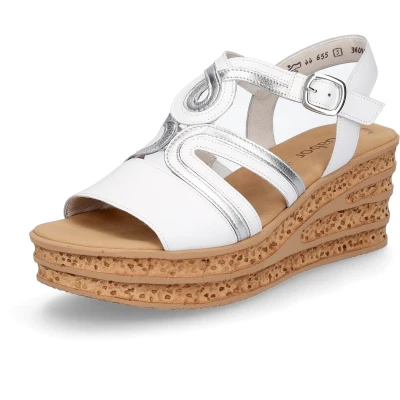 Afbeelding van Gabor Sandalen met plateauzool, Dames, Maat: 40, Weiss silber Leer