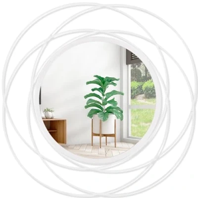 Afbeelding van HLFMVWE Gouden ronde spiegel Kleine wanddecoratie voor woonkamer, huis en slaapkamer Wandspiegel om op te hangen versieren Cadeau vrouw moeder