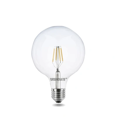 Afbeelding van E27 LED Filament Globelamp 4W warm Wit Dimbaar 125mm 2200K (Extra wit)