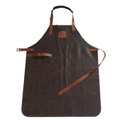 Afbeelding van Barbeque schort leer chocolat