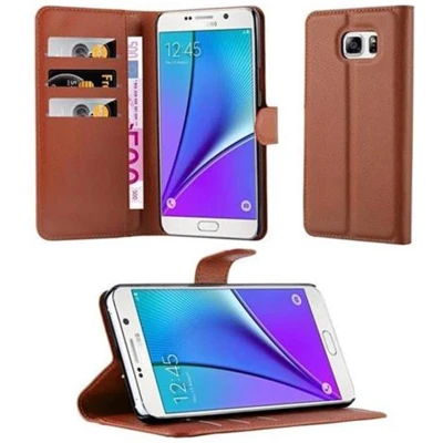 Afbeelding van Cadorabo Hoesje geschikt voor Samsung Galaxy NOTE 5 in CHOCOLADE BRUIN Beschermhoes met magnetische sluiting, standfunctie en kaartvakje Book Case Cover Etui