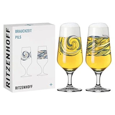 Afbeelding van Ritzenhoff 3471002 bierglas 300 ml, set van 2, serie Brauchzeit, motief nr. water, meerkleurig, Made in Germany