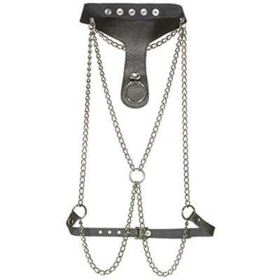 Afbeelding van Rimba Bondage Play Kettingen top met leren collar zwart