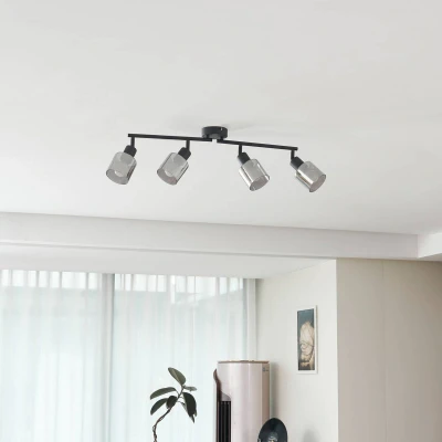Afbeelding van Lindby plafondlamp Netty, 4 lamps, grijs, glas