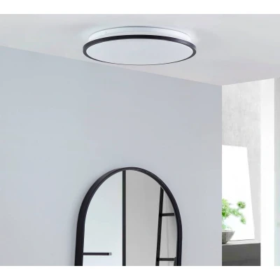 Afbeelding van Lindby LED plafondlamp 1licht Metaal, kunststof H: 7 cm zwart, wit Inclusief lichtbron