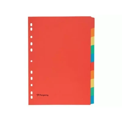 Afbeelding van Pergamy Tabbladen Ft A4, 11 gaatsperforatie, Karton, Geassorteerde Kleuren, 10 Tabs