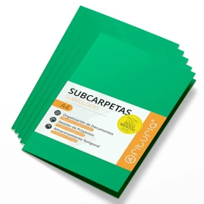 Afbeelding van Map karton A4, mappen voor documenten 180g, classificatiemap documenten, verpakking van 50 stevige in verschillende kleuren kantoor en archivering Ofituria (turkoois)