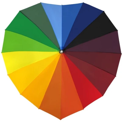 Afbeelding van Regenboog paraplu in de vorm van een hartje