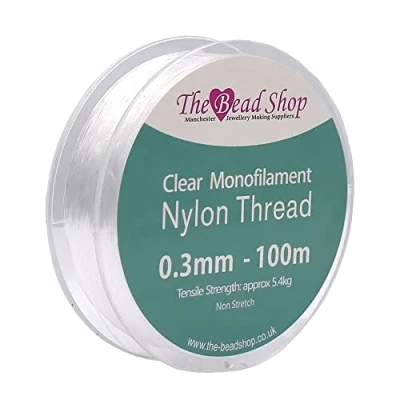 Afbeelding van 0,3 mm transparant nylon monofilament visdraad, transparante naaigaren, decoratie om op te hangen, niet rekbaar, treksterkte ca. 5,4 kg (spoel van tot 100 m)