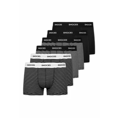 Afbeelding van Snocks 6 PACK MIT Farbigem BUND Onderbroeken, Heren, Maat: XXL, Schwarze streifen