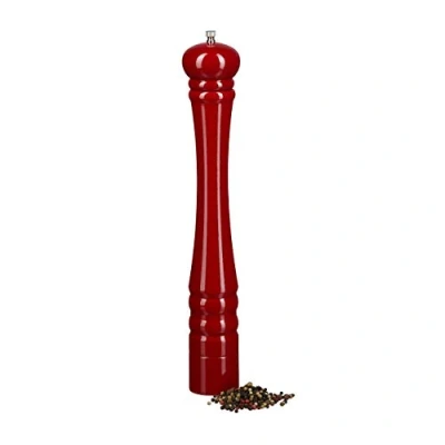 Afbeelding van Relaxdays 2x pepermolen 40 cm berkenhout keramiek maalwerk kruidenmolen zoutmolen