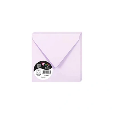 Afbeelding van Clairefontaine 5868C, verpakking met 20 enveloppen, vierkant, 14 x cm, 120 g/m², kleur: lilac, uitnodiging voor evenementen en overeenkomst, Pollen serie, glad papier van hoge kwaliteit