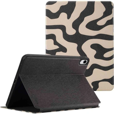Afbeelding van Selencia Tablet Hoes Geschikt voor iPad 10 (2022) 10.9 inch 10e generatie Vivid Tablethoes Meerkleurig /Art Wave Black