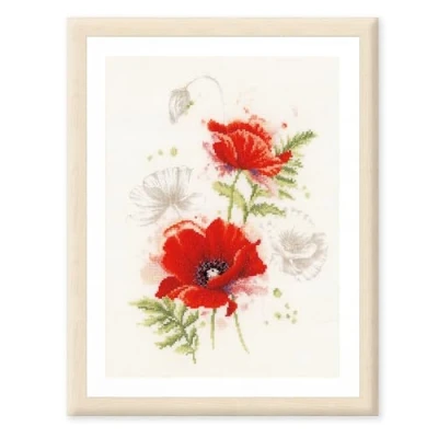 Afbeelding van Borduurpakket Poppies Lanarte