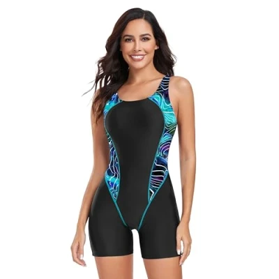 Afbeelding van BEACHKINI Damesbadpak Eendelig Badpak Open Rug Zwempak Competitief Badpak, Meerblauw, EU 52