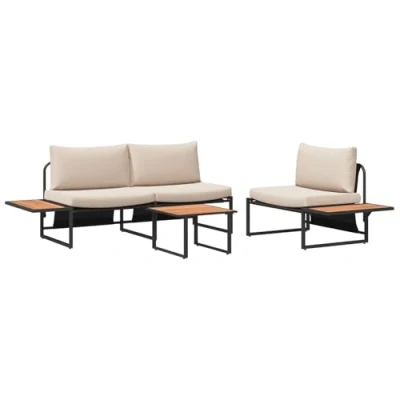Afbeelding van vidaXL Buiten Sofa Set van 3 Taupe Gepoedercoat staal