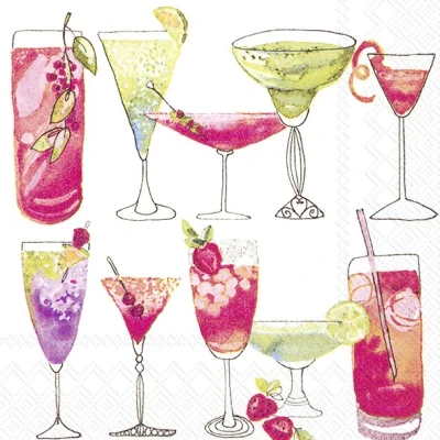 Afbeelding van Ihr 7018 Lunchservietten 25x25cm 20 Stuks Sweet Cocktails