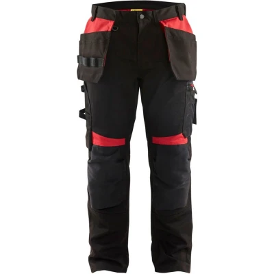Afbeelding van Blaklader Werkbroek met spijkerzakken 1555 1860 Zwart/Rood D84