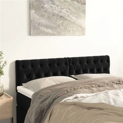 Afbeelding van Hoofdborden 2 st 72x7x78/88 cm fluweel zwart