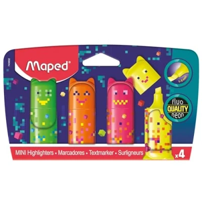 Image de Blister carton 4 mini surligneurs Maped Pocket Pixel Party