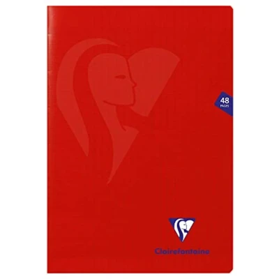 Afbeelding van Clairefontaine 333101C Notitieboek Mimesys rood, A4, 21 x 29,7 cm, 48 pagina&#039;s, grote ruiten, papier, wit, 90 g, omslag van polypropyleen