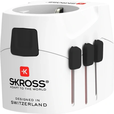 Afbeelding van SKROSS Reisadapter Europa naar Wereld met randaarde stekker (zonder Zwitserland &amp; Italië) + 2xUSB 2400 mA
