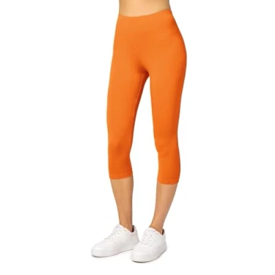 Afbeelding van Merry Style MS MS10 144 LE Dames Capri Leggings Sport Vrijetijdsbroek 3/4 Lengte Viscose Sporbroek Yogabroek Oranje M