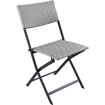 Afbeelding van BRUBAKER Lugano Tuinstoel, polyrotan, klapstoel, weerbestendig en robuust, balkonstoel, inklapbaar, campingstoel voor tuin, balkon, terras, campingstoel, grijs/beige