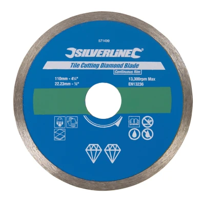 Afbeelding van Silverline Diamant snijschijf Gesloten velg Ø 110 mm Voor nat en droog slijpen Asgat 22,23