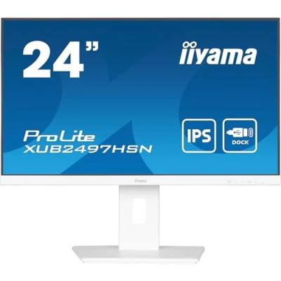 Afbeelding van iiyama ProLite XUB2497HSN W1 24 inch Full HD IPS USB Hub (2x) in hoogte verstelbaar C Dock wit