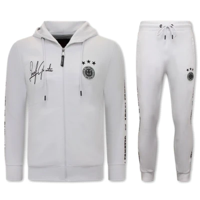 Afbeelding van Mannen Trainingspak Hooded Ribbon Wit Zwart Maat L