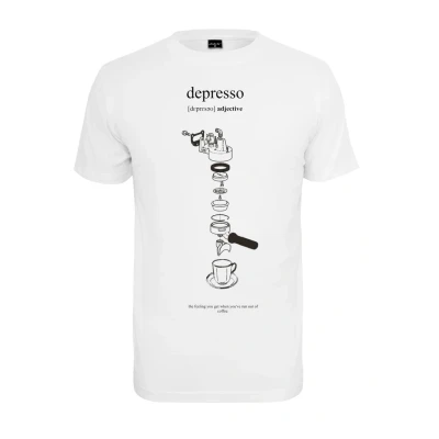 Afbeelding van Mister Tee Depresso Tshirt print, Heren, Maat: Large, White