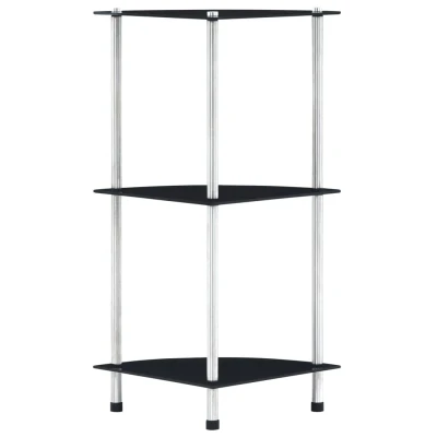 Afbeelding van Kastje 3 laags 30x30x67 cm gehard glas zwart