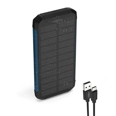 Afbeelding van powerbank zwart 10000mAh draadloos + zonne energie