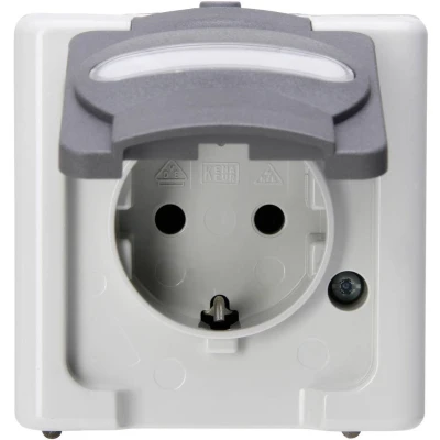 Afbeelding van Kopp 103356006 BlueElectric Compleet Wandcontactdoos met randaarde en klapdeksel spatwaterdicht Grijs 1 stuks