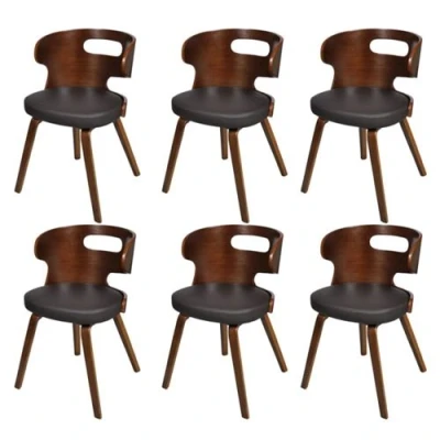Afbeelding van Eetkamerstoelen 6 St Kunstleer Bruin