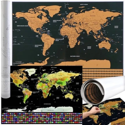 Afbeelding van Malatec World map scratch card with flags 23443