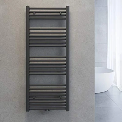 Afbeelding van SONNI Handdoekverwarmer badkamerradiator centrale aansluiting handdoekwarmer antraciet recht 50 x 120 cm