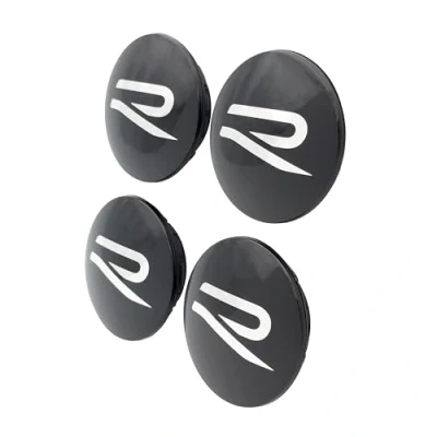 Afbeelding van Volkswagen Set van 4 dynamische naafdoppen 00071213F met R logo, zwart/chroom