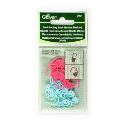 Afbeelding van CLOVER 20 stuks steekmarkeerders met snelsluiting (medium), kunststof, meerkleurig, 13 x 6,5 0,5 cm