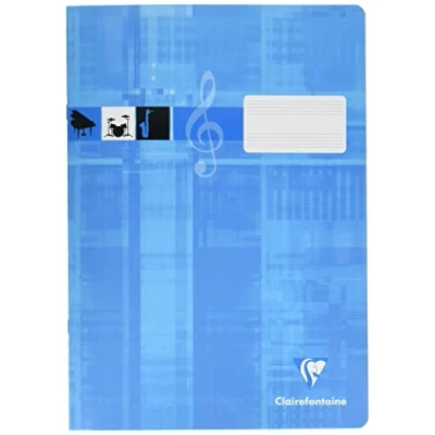 Afbeelding van Clairefontaine 31014C Schoolschrift, ideaal voor muzieklessen, DIN A4, 21 x 29,7 cm, 16 pagina&#039;s met overtrekken, 90 g, 1 stuk, turquoise
