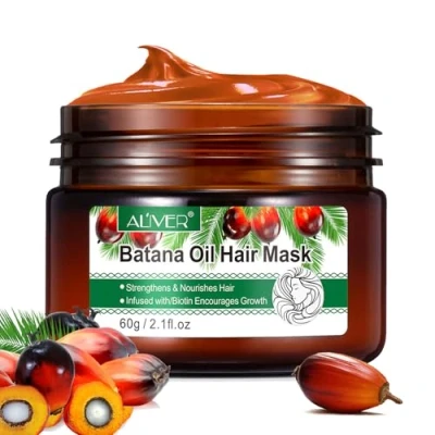 Afbeelding van batana haarmasker met olie voor de haargroei, 100% natuurlijk, wilde olie, biologisch voorkomt haaruitval en helpt tegen