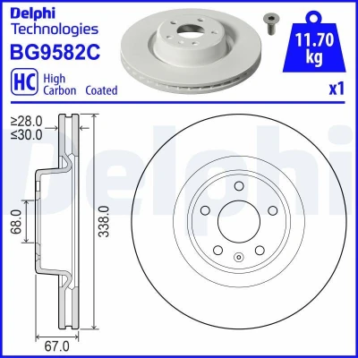 Afbeelding van Delphi Diesel Remschijven BG9582C