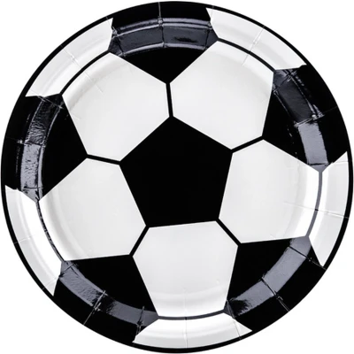 Afbeelding van Kartonnen bordje 18cm voetbal, 6 stuks