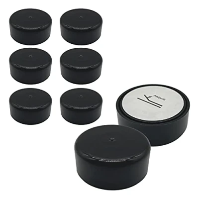 Afbeelding van 8 stuks in hoogte verstelbare meubelpoten, rond, diameter 55 mm, materiaal: kunststof, installatie door sticker (8, zwart)