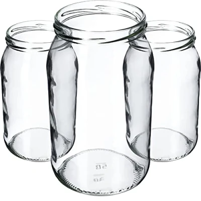 Afbeelding van KADAX Set van 8 glazen voorraadpotten 900 ml voor schroefdeksel, te gebruiken als jampot, inmaakpotten, zonder deksel