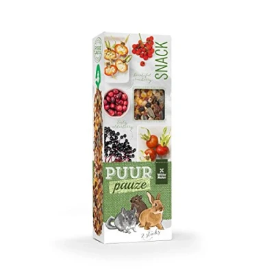 Afbeelding van Witte Molen Knaagdierensnack Knaagdier Puur Pauze Sticks Veenbes &amp; Vlierbes 110gr Tray 2st
