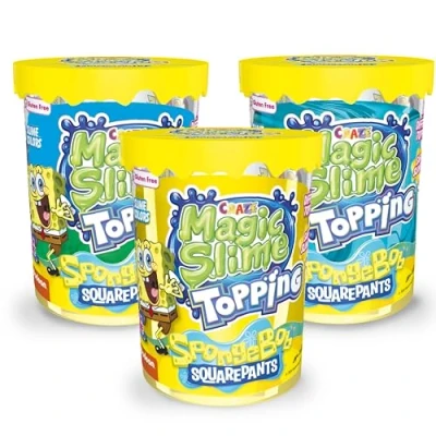 Afbeelding van CRAZE Magic Slime Topping SpongeBob Fantasy Ocean, 3 flessen slijm voor kinderen, elke pot bevat 70 ml en twee vullingen