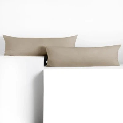 Afbeelding van DecoKing 2 kussenslopen 40 x 145 cm jersey katoen rits cappuccino amber