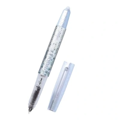 Afbeelding van Online magiXX Balpen, uitwisbaar, wit, met inktpatroon, roller lijndikte 0,7 mm, 1 blauwe cartridge, uitwisbare pen voor school, universiteit en kantoor, inkt